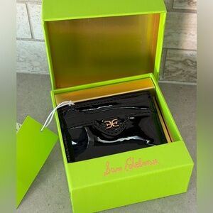 NWT Sam Edelman Noir Black patent leather card holder